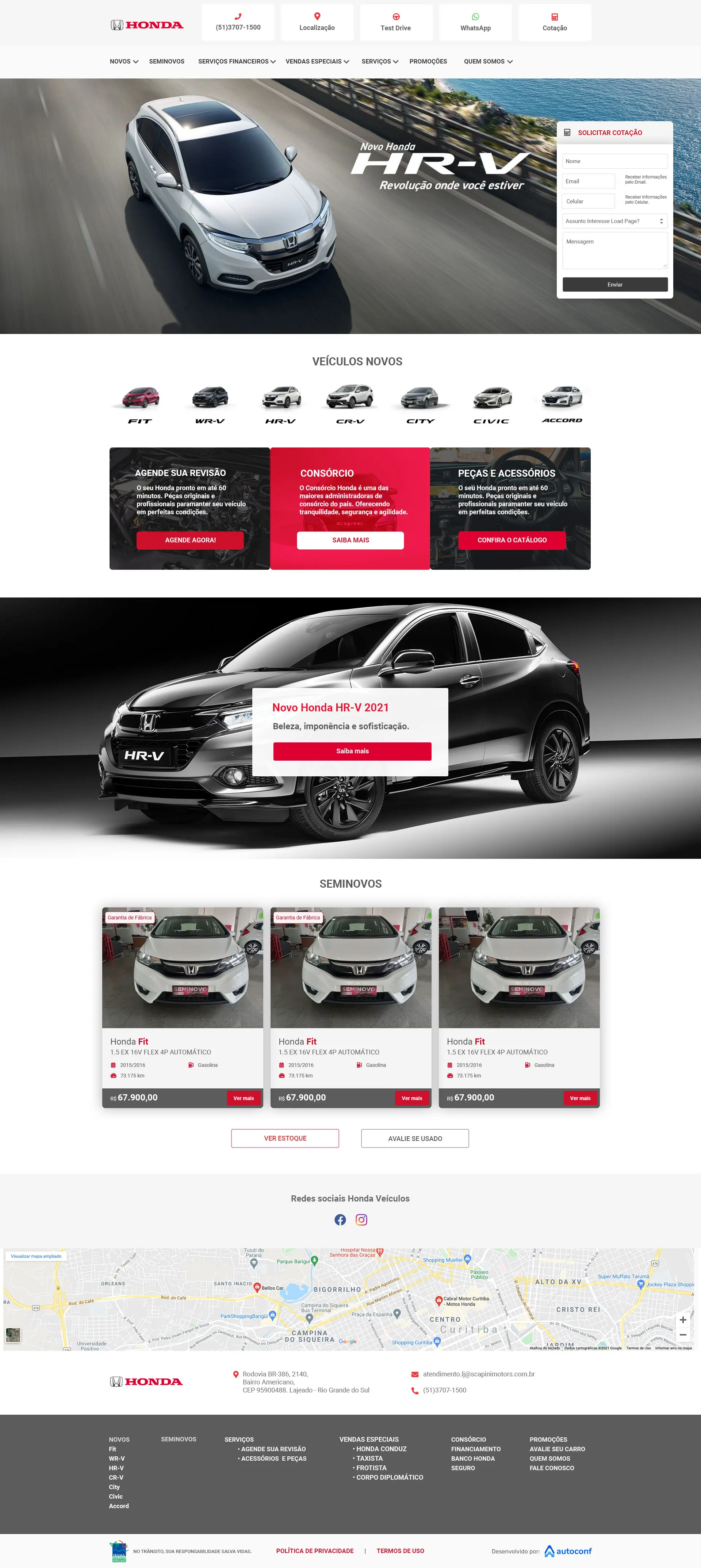 Design UX/UI + Desenvolvimento Full Stack Web Front-end e Back-end - Template para sites Desenvolvimento Full Stack Web Front-end e Back-end Honda Veículos